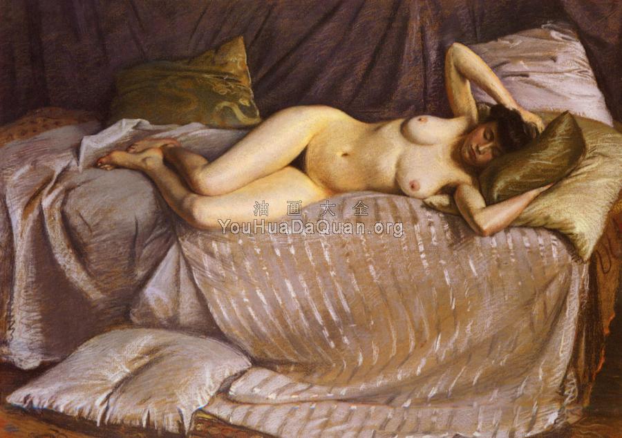 Femme Nue Etendue Sur Un Divan - 古斯塔夫·卡里伯特
